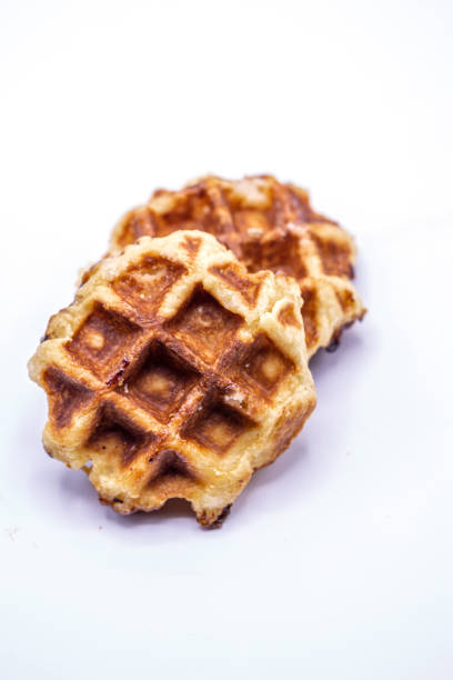 istock Close up Caramel waffles dessert isolate on white background. 1172133207