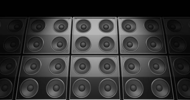 istock Modern Speakers Playing Music Stacked In An Wall Pattern. 3D Illustration Render 1172136894