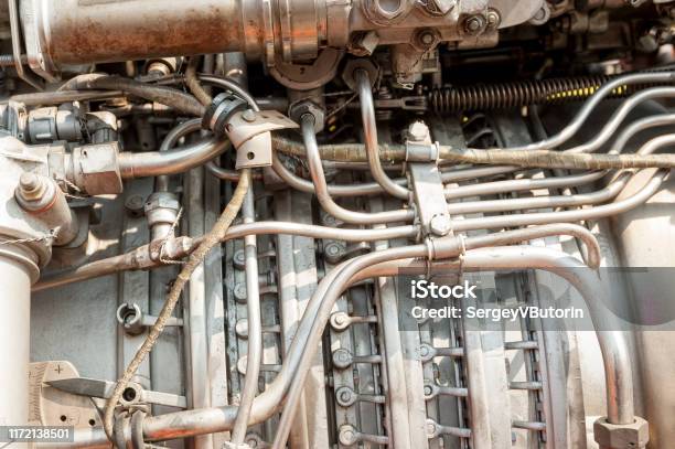 Helicopter Engine Closeup View Stock Photo - Download Image Now - Air Force, Air Vehicle, Airplane
