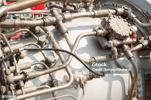 Helicopter Engine Closeup View Stock Photo - Download Image Now - Air Force, Repairing, Helicopter