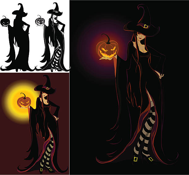 Lady Halloween-Czarownica – artystyczna grafika wektorowa