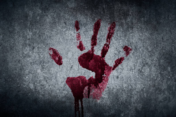 istock Bloody hand print on the wall 1172140389