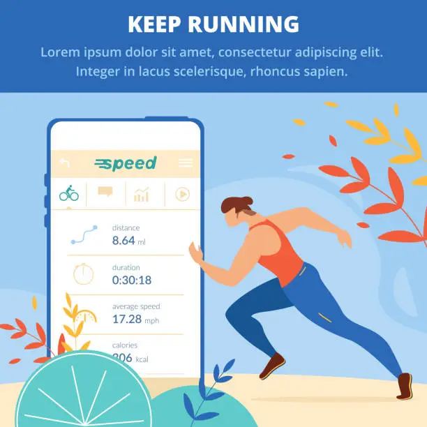 Vector illustration of Keep Running Square Banner. Jogging Competition