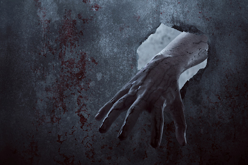 Bloody zombie hand, halooween theme