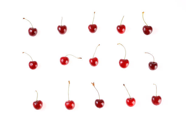 istock Fresh cherries on white background. Juicy summer berry close-up. 1172143177