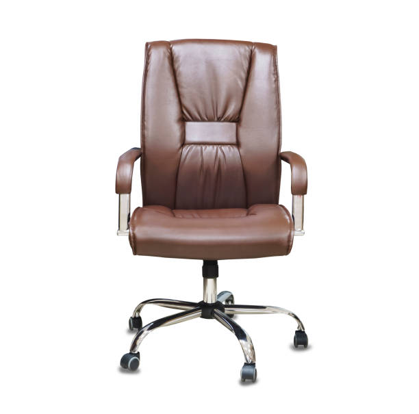 istock The office chair from brown leather. Isolated over white 1172144756