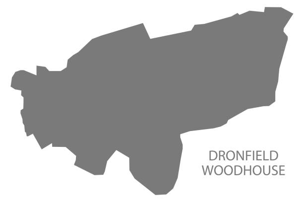 dronfield woodhouse szary ward mapa north east derbyshire dzielnicy w east midlands anglii wielkiej brytanii - borough of north east stock illustrations