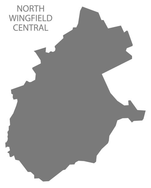 north wingfield central szary ward mapa north east derbyshire dzielnicy w east midlands anglii wielkiej brytanii - borough of north east stock illustrations