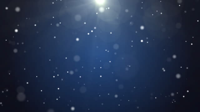4k resolution Christmas Background, Defocused Particles on Dark Blue Background,Slowly falling white bokeh, glitter lights Background