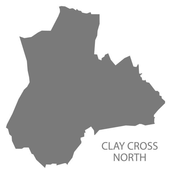 ilustrações de stock, clip art, desenhos animados e ícones de clay cross north grey ward map of north east derbyshire district in east midlands england uk - borough of north east