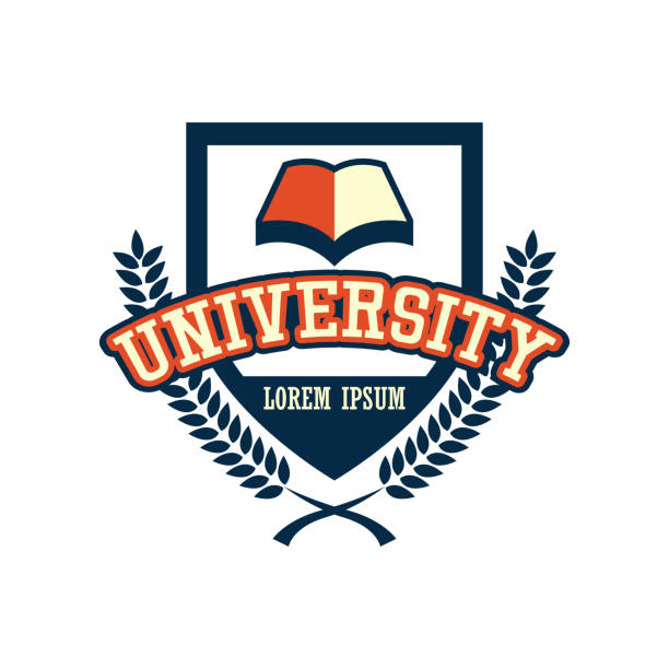 ilustraciones, imágenes clip art, dibujos animados e iconos de stock de logotipo de la universidad / campus con espacio de texto para su eslogan / línea de etiqueta - college