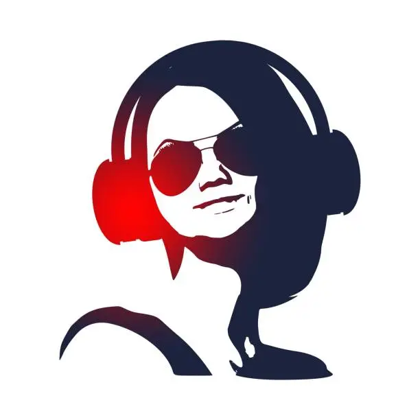 Vector illustration of Woman listening the music