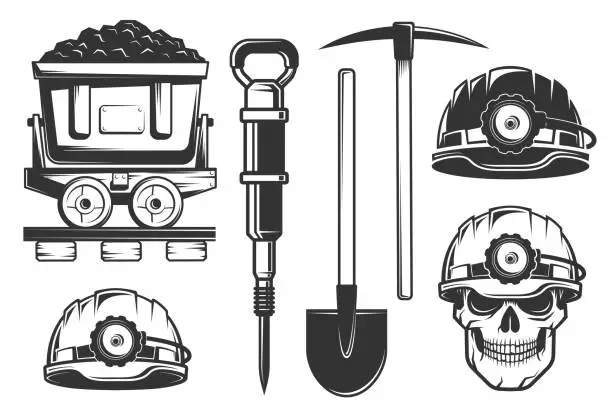 Vector illustration of Miner equipment in retro style