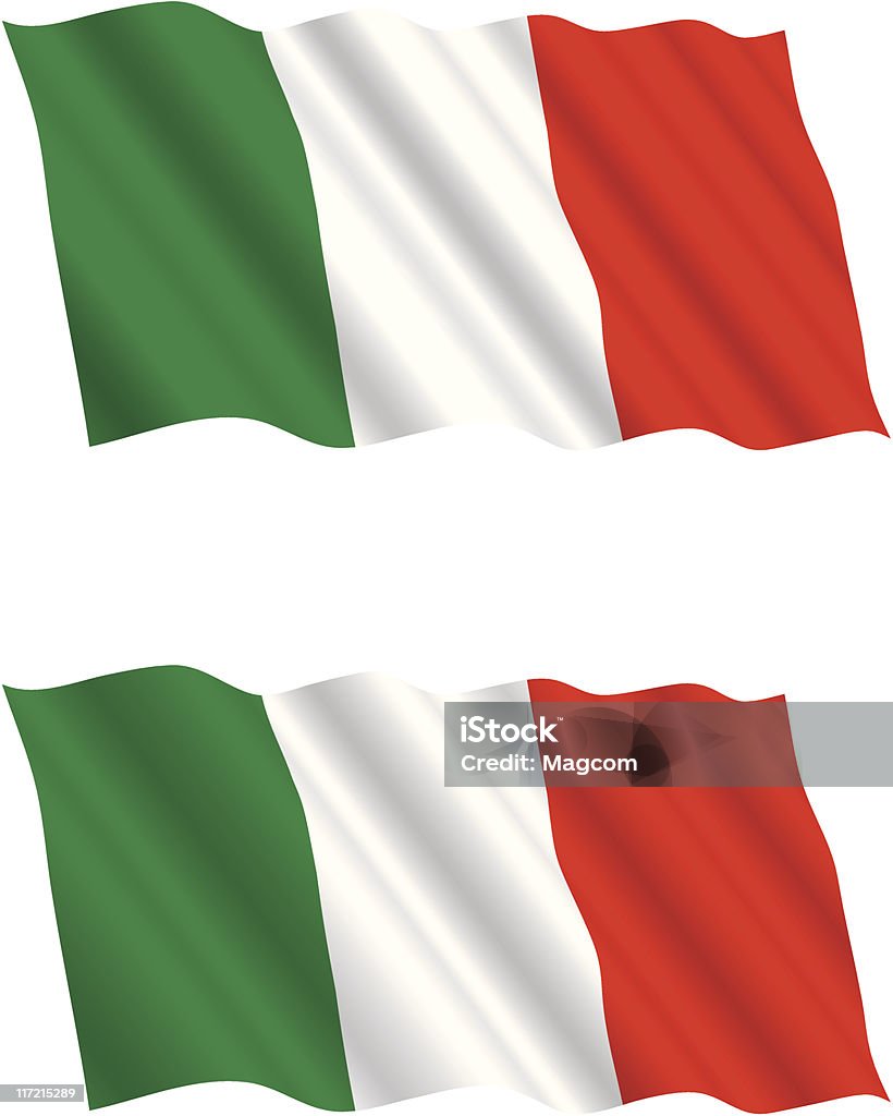 Un drapeau italien dans le vent 2 Volant - clipart vectoriel de Drapeau italien libre de droits