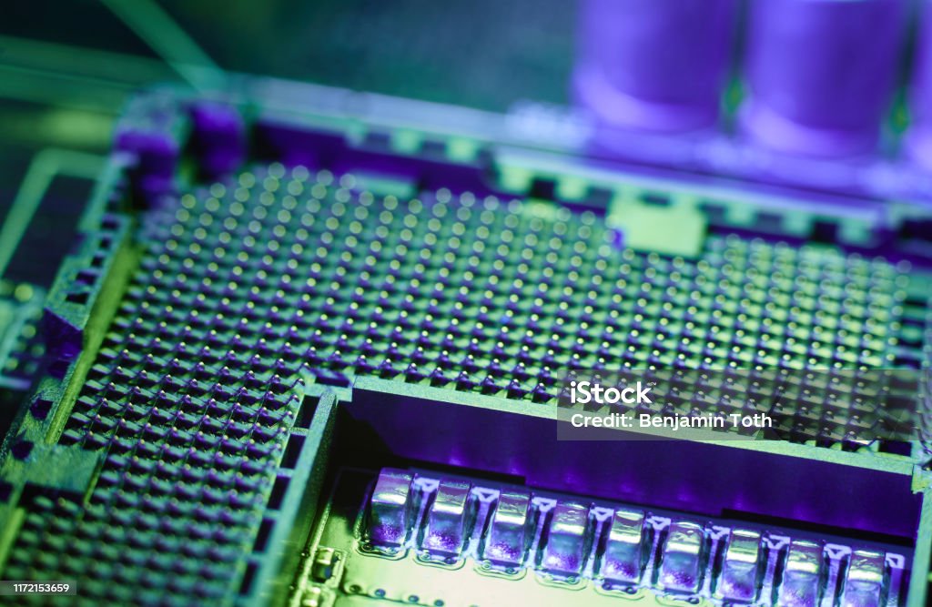 Cpu Socket Land Grid Array lga Macro View Stock Photo - Download Image ...