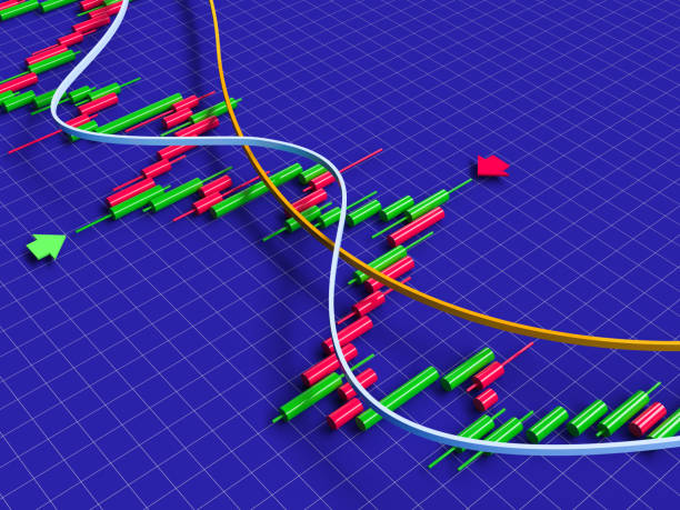 istock Stock market chart - on a blue background - 3d render - illustration 1172153890