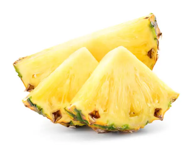 Photo of Pineapple slice isolated. Pineapple composition. Perfect retouched photo.