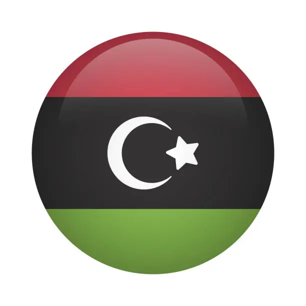 Vector illustration of Libyan round flag - Libya