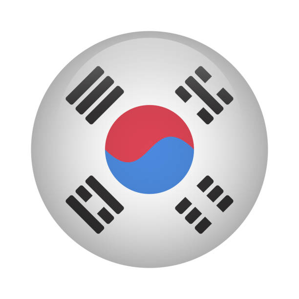 корейский круглый флаг - саут-кореа - south corea stock illustrations