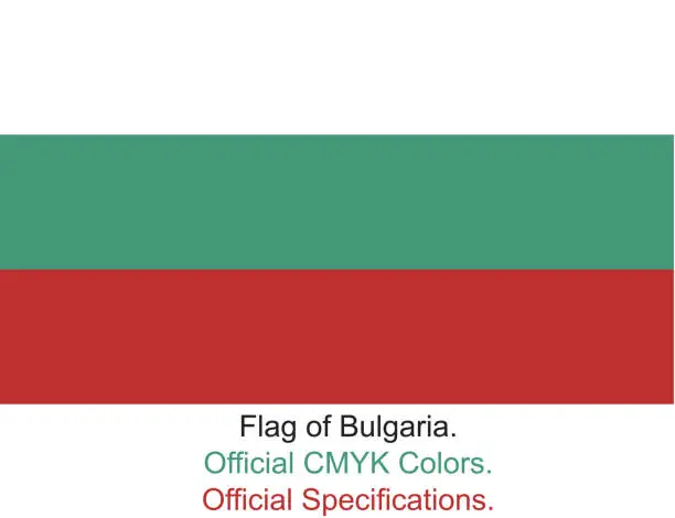 Vector illustration of Bulgarian Flag (Official CMYK Colours and Specifications)