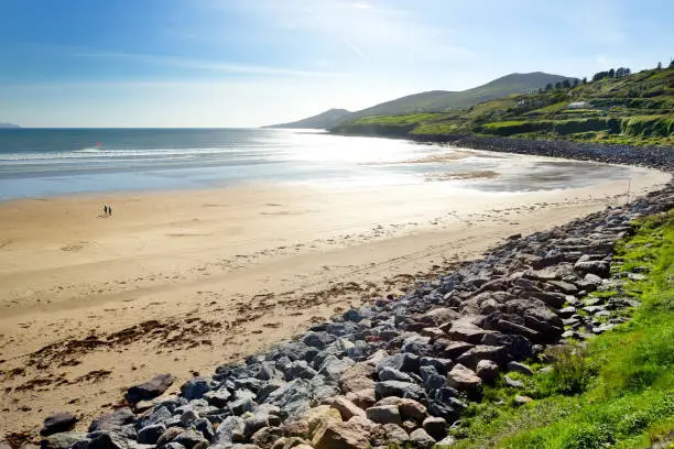 Inch beach, wonderful 5km long stretch of glorious sand and dunes, popular for surfing, swimming and fishing, located on the Dingle Peninsula, County Kerry, Ireland.