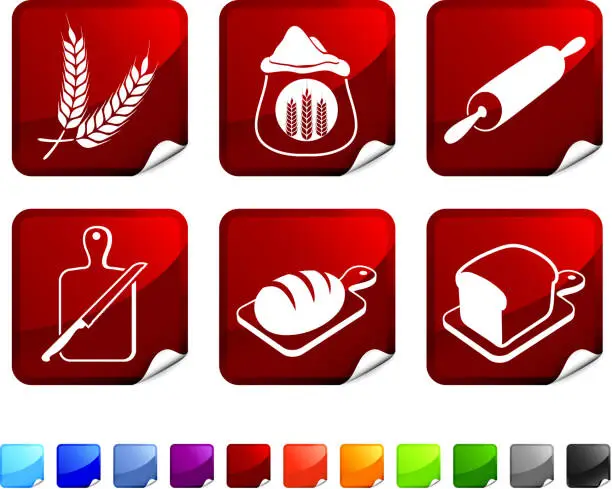 Vector illustration of Bread making royalty free vector icon set