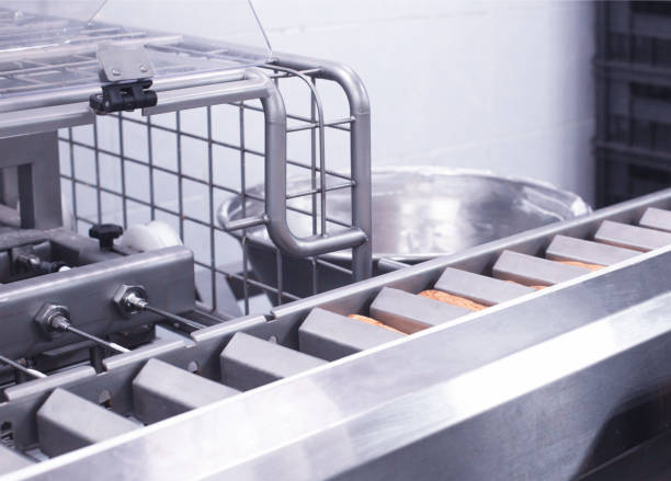 istock Automatic modern custard cake line with cream and boiled condensed milk. Confectionery manufacturing sweets 1172160887