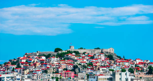 istock Greece, Kavala - June 20, 2010: City view, port and old castle. 1172160927