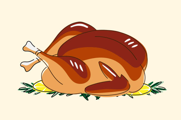 Roasted turkey illustration Roasted turkey illustration goose meat illustrations stock illustrations