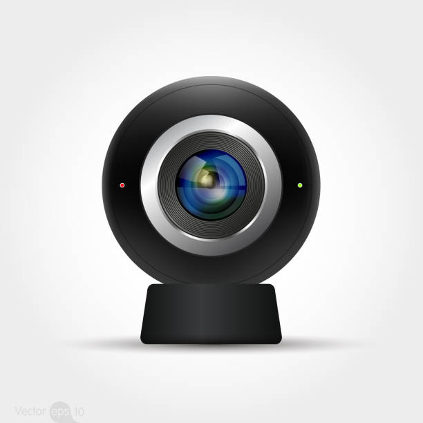 ilustrações de stock, clip art, desenhos animados e ícones de black surveillance camera design. vector - virtual reality simulator