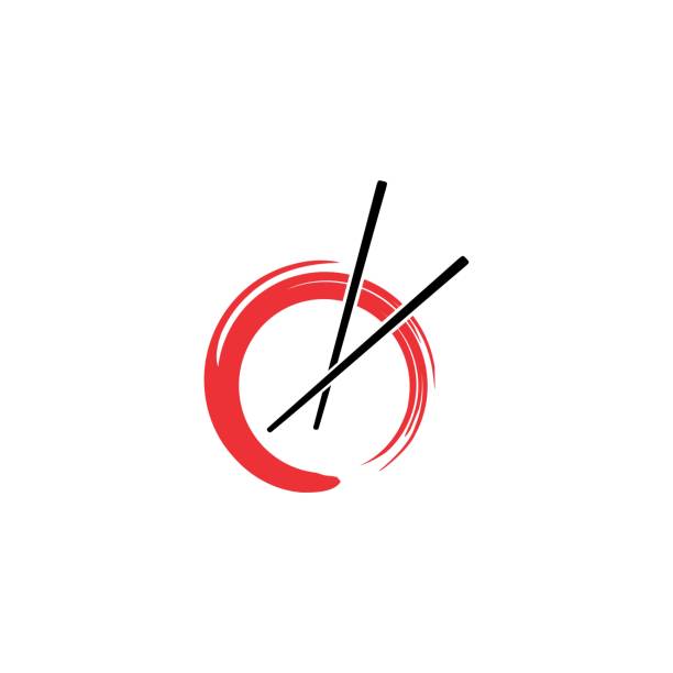 sushi / initial o design inspiration - chopsticks stock-grafiken, -clipart, -cartoons und -symbole