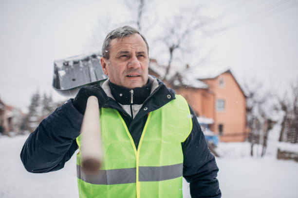 istock Mature guy going to clean snow 1172166098