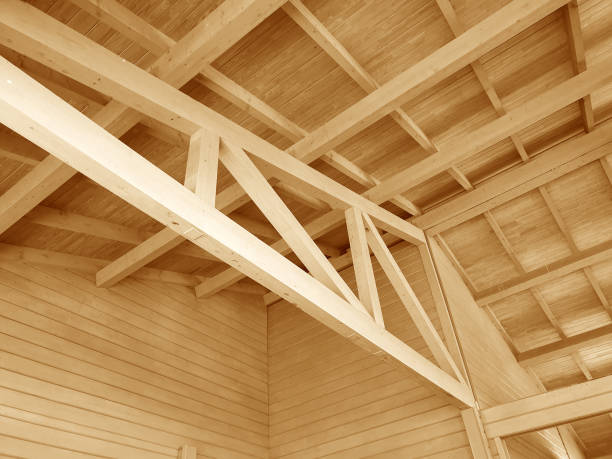 istock The construction of a wooden roof. 1172166463