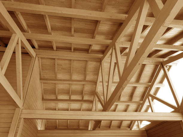 istock The construction of a wooden roof. 1172166467