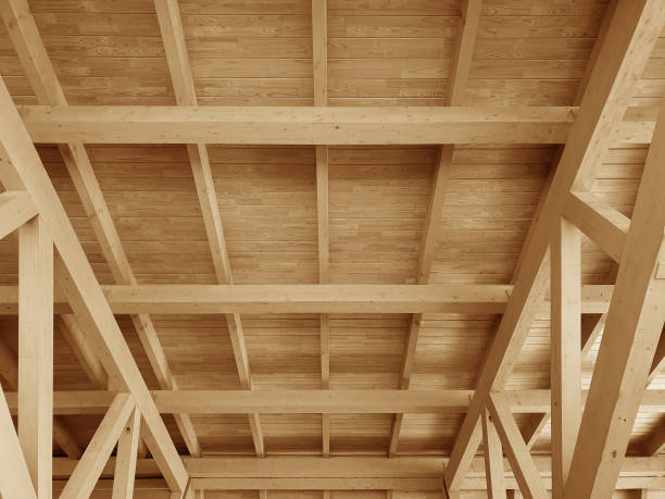 istock The construction of a wooden roof. 1172166468