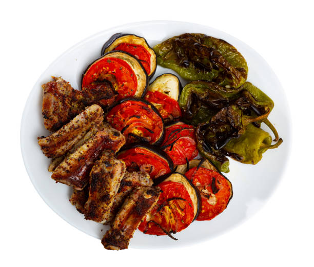 istock Grilled pork ribs in mustard and vegetables 1172167565