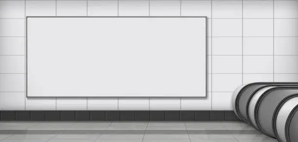 Vector illustration of Empty billboard on subway station realistic vector