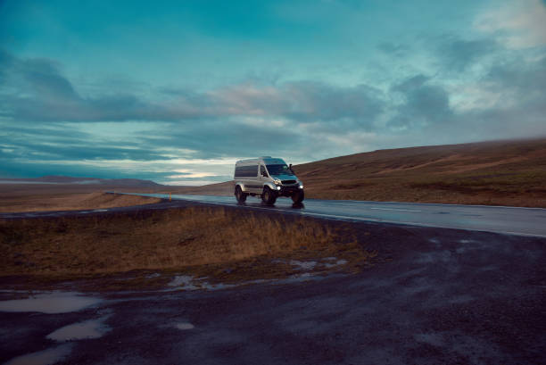 One car on the road in Iceland
