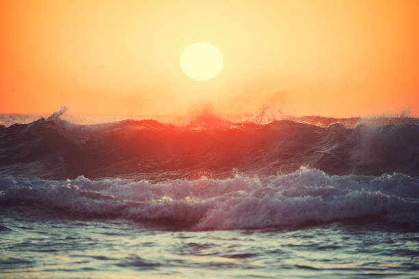 Oregon coast sunset off the town of Cannon Beach