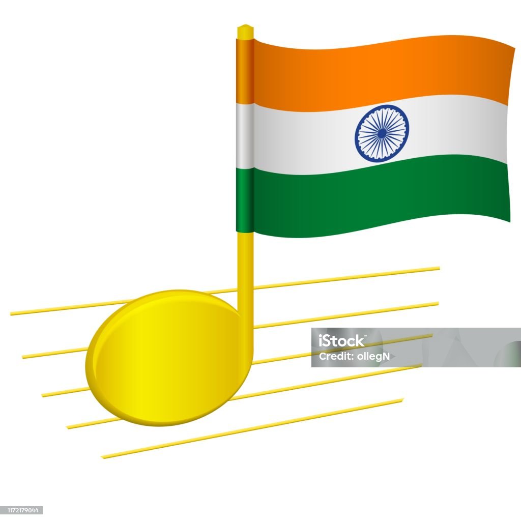 India Flag And Musical Note Stock Illustration - Download Image Now ...