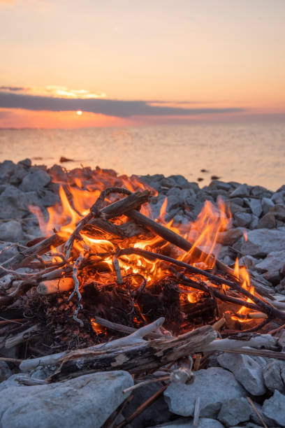 istock fire burns near the sea 1172179293