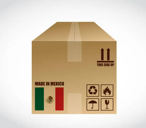 Vector illustration of Made in Mexico shipping box.