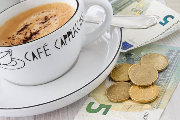 Coffee price and tip stock photo