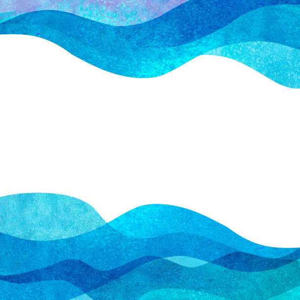 акварель прозрачной морской океанской волны чирок бирюзовый цветной фон. акварельные руки окрашены волны иллюстрации - край воды stock illustrations