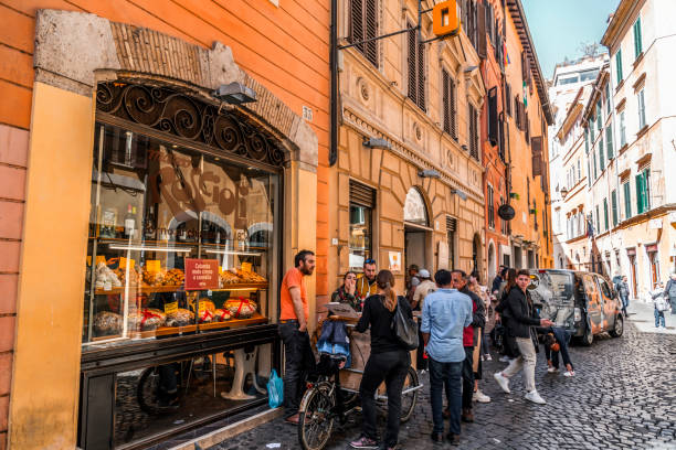 Rome, Italy - April 7, 2019: Cityscape and generic architecture from Rome, the Italian capital. Enchanting old buildings and historical streets in Rome.