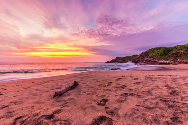 beautiful pink sunset shot in Punta Cometa, Mazunte - Chiapas, Mexico