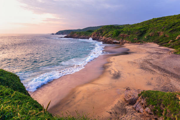 sonnenuntergang in comet point - headland stock-fotos und bilder