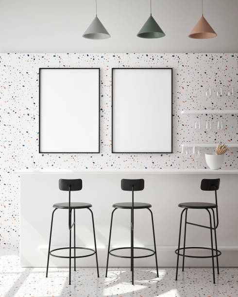 istock mock up poster frame in modern interior background, cafe, restaurant, 3D render 1172196716