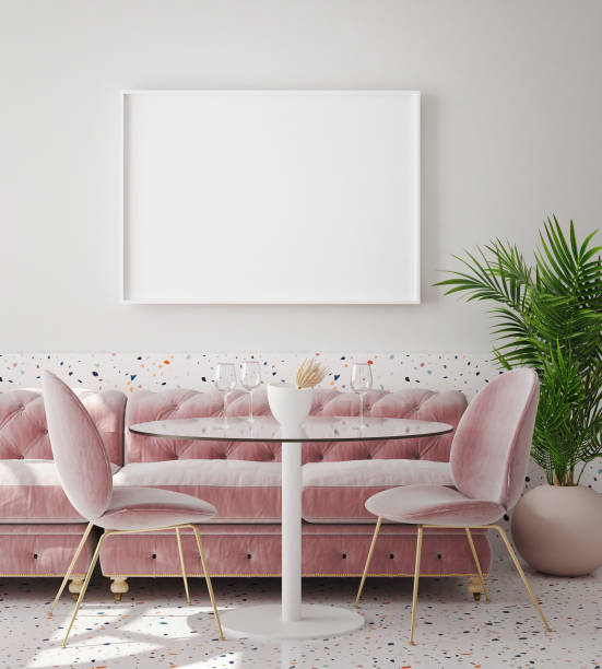 istock mock up poster frame in modern interior background, cafe, restaurant, 3D render 1172196801