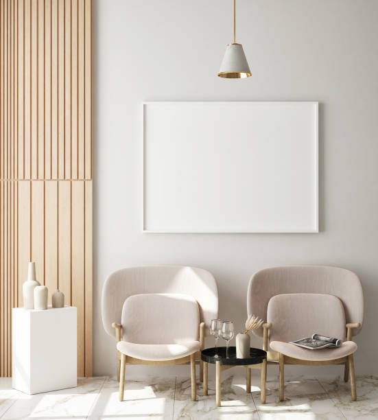 istock mock up poster frame in modern interior background, cafe, restaurant, 3D render 1172196806